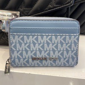 Michael Kors Jet Set Travel Medium Zip Around Card Case Chambray Multi